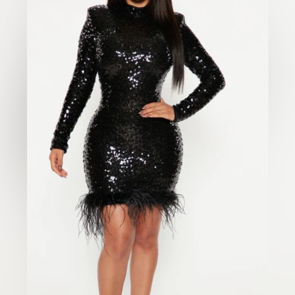 Sparkle In The Night Sequin Mini Dress - Black - Size S